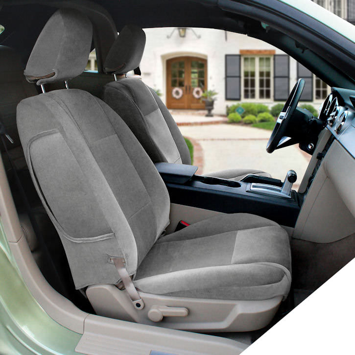 Installed Velour Lifestyle Buckets Front Seat Covers GraySaab 